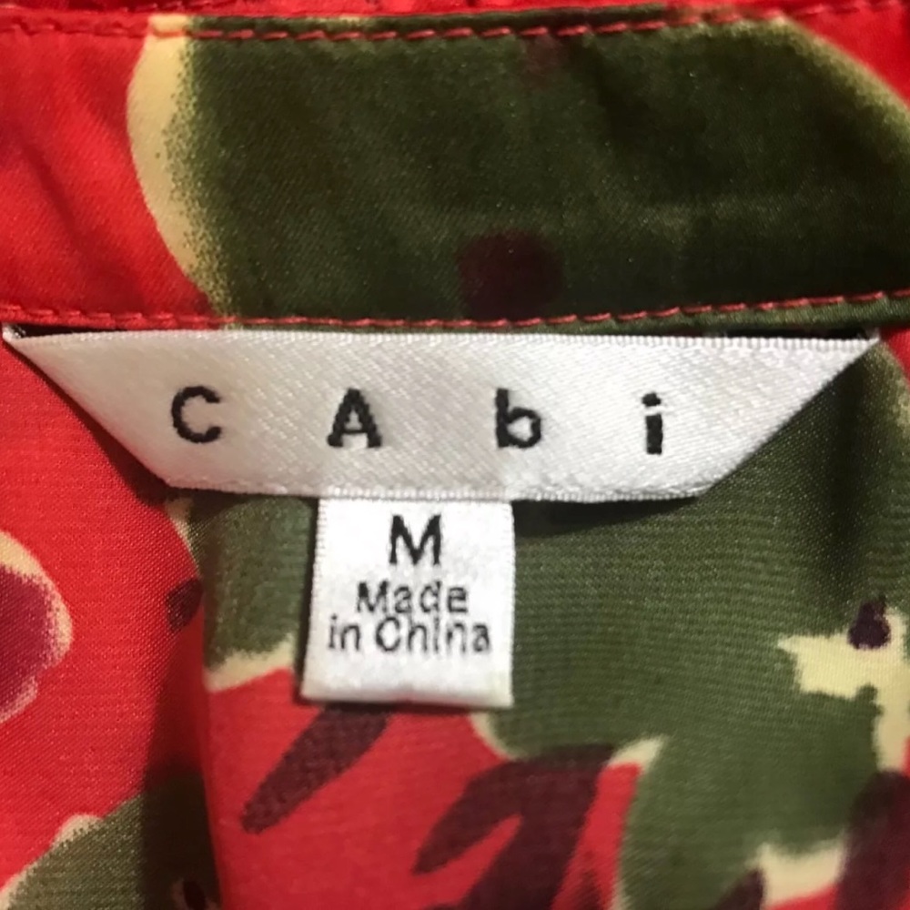 CABI Red Floral Sleeveless Tunic Blouse - Picture 7 of 7